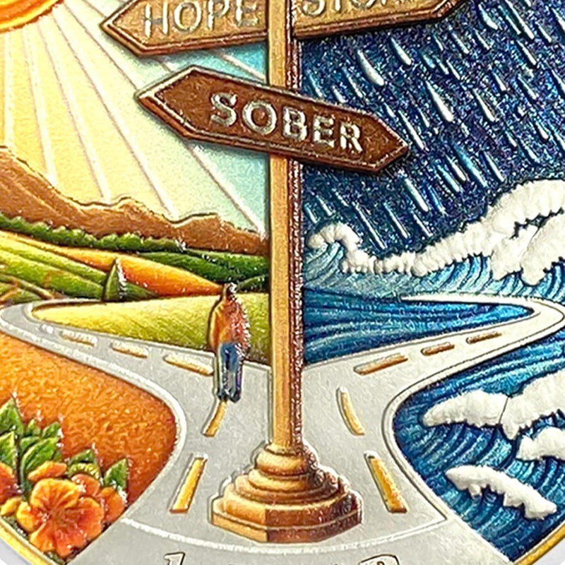 Imasoner 6 Year Sobriety Coin Gifts | Road Sign Sobriety AA Coins - HA AA Chip Medallion with Serenity Prayer | Narcotics Alcoholics Anonymous Gifts for Anniversary Year for Men & Women in Recovery - Image 5
